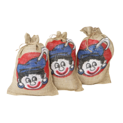 Jute zak Sint bedrukt met Piet 30 cm x 40 cm